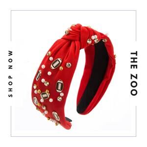 Jeweled‎ Football Headband Red